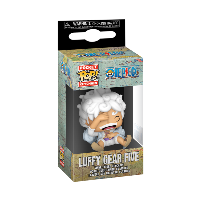 Chaveiro vinyl Luffy Gear Five One Piece em embalagem com mapa antigo
