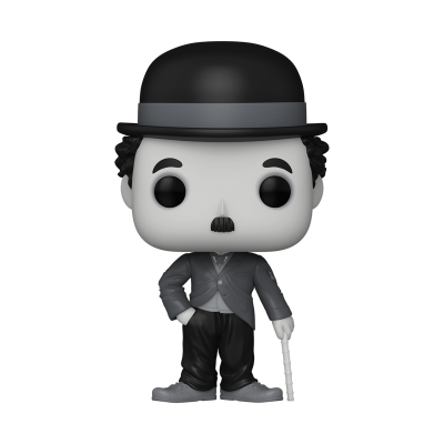 Figura colecionável de Charlie Chaplin cinzenta com chapéu e bengala