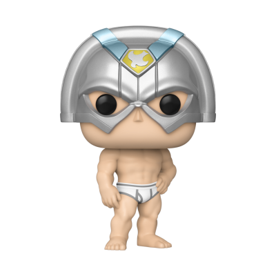 Figura Funko Pop com capacete prateado e cueca branca
