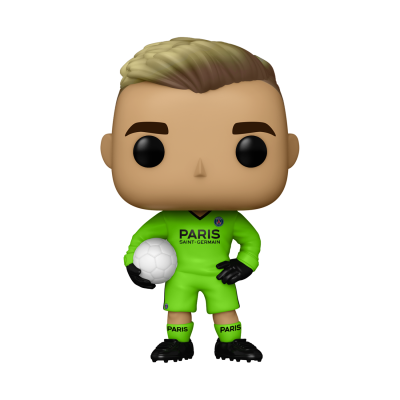 Figura Funko Pop de jogador de futebol com roupa verde e bola branca