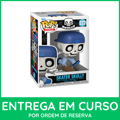 Figura de vinil Funko Pop! Skater Skully com boné azul na caixa