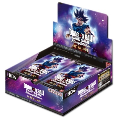 Caixa com packs de cartas do Dragon Ball Super Card Game Ultra Limit
