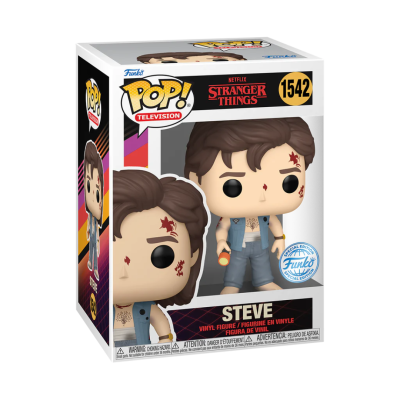 Caixa de Funko Pop de Steve de Stranger Things com sangue no rosto