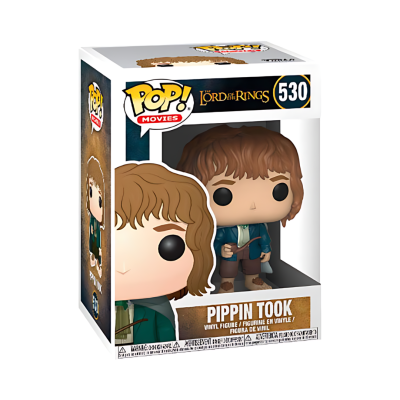 Figura Funko Pop Pippin Took The Lord of the Rings na caixa.