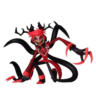 Figura colecionável estilizada preta e vermelha com cabelo vermelho e garras
