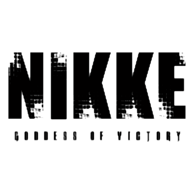Texto preto NIККЕ e frase GODDESS OF VICTORY num fundo branco