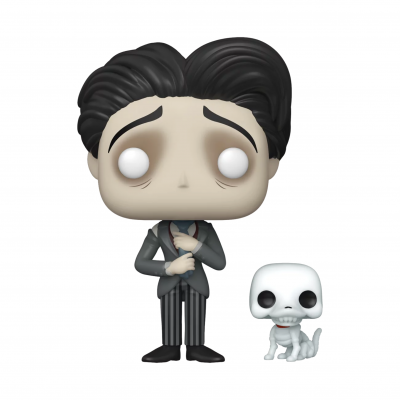 Figura Funko Pop de personagem com cão esquelético branco