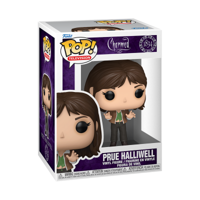 Funko Pop Prue Halliwell Charmed em caixa branca e roxa