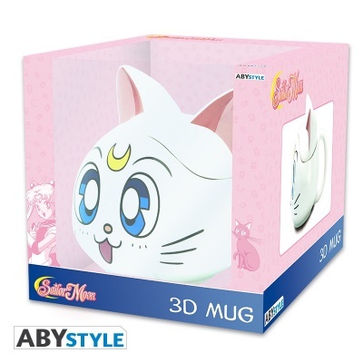 Caneca 3D modelo Artemis Sailor Moon em embalagem rosa