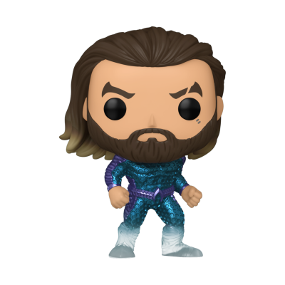 Figura colecionável Funko Pop com roupa azul e cabelo castanho