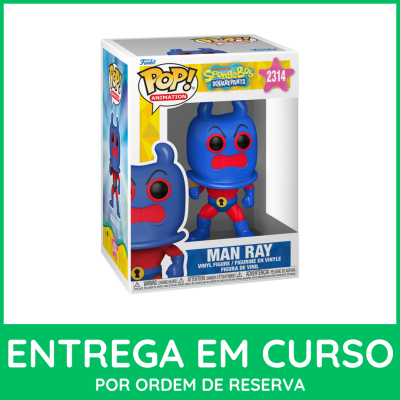 Embalagem Funko Pop! com figura Man Ray azul e vermelho de vinil