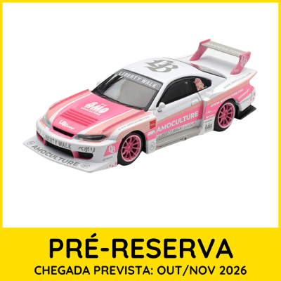 Miniatura de carro desportivo branco e rosa com decoração de marcas