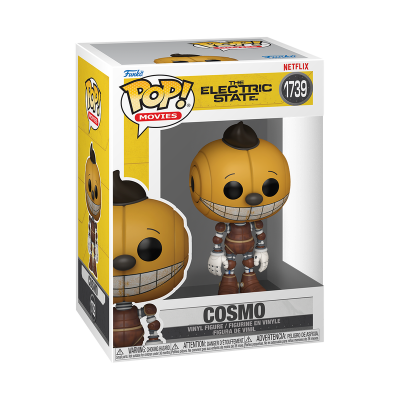 Figura Funko Pop! Cosmo de The Electric State em embalagem branca e amarela