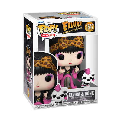 Figura colecionável Funko Pop! Elvira & Gonk em caixa transparente