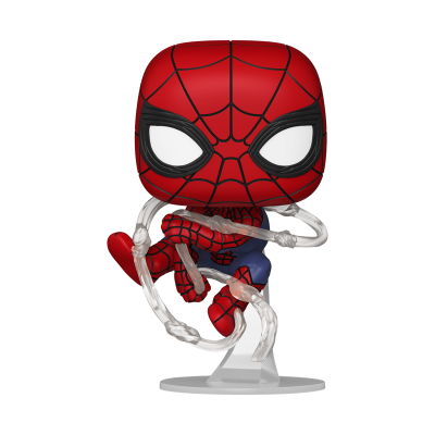 Figura Funko Pop Homem-Aranha em pose de salto com teia