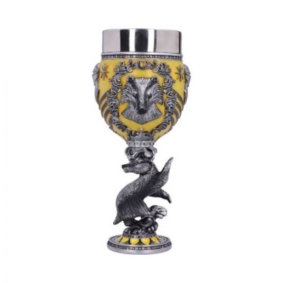 Cálice decorativo com dragão e escudo com cabeça de lobo