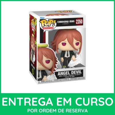 Boneco Funko Pop Angel Devil de Chainsaw Man na caixa