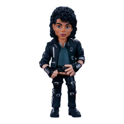 Boneco masculino com cabelo encaracolado e roupa preta com fivelas