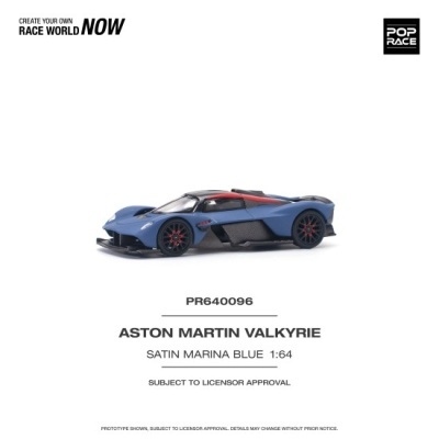 Modelo em miniatura de carro Aston Martin Valkyrie azul Satin Marina com detalhes vermelhos