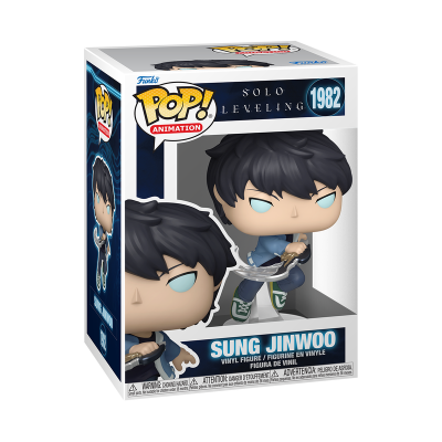 Figura Funko Pop! de Sung Jinwoo da animação Solo Leveling na caixa