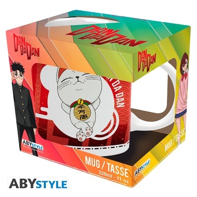 Caneca cerâmica com desenho de gato da sorte e personagens anime com embalagem colorida