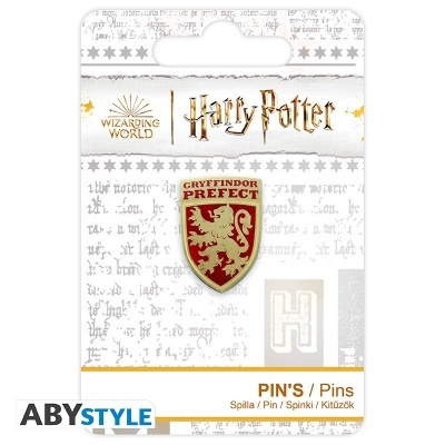 Pin metálico Gryffindor Prefect com leão em embalagem Harry Potter