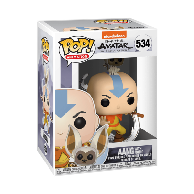 Figura Funko Pop! Aang com Momo da série Avatar em caixa