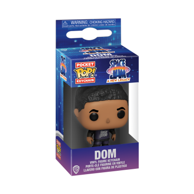 Chaveiro figura vinil Dom do filme Space Jam na embalagem azul e roxa