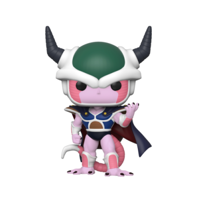 Figura colecionável de vinil com capacete branco, chifres pretos e armadura azul.