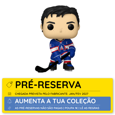 Figura colecionável de jogador de hóquei em disco com uniforme azul