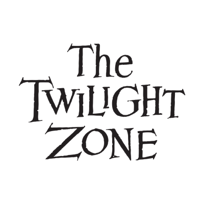 Logótipo preto da série The Twilight Zone em fundo branco.
