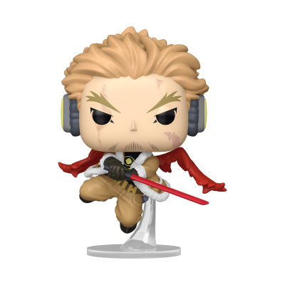 Figura Funko Pop com espada vermelha e capa vermelha
