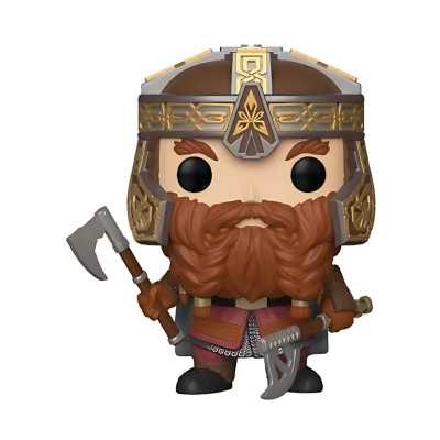 Figura Funko Pop de guerreiro com elmo dourado e cinza e machados