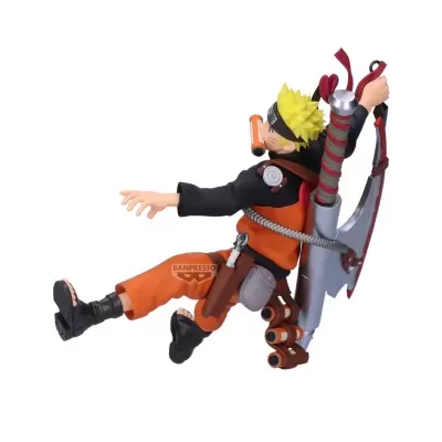 Figura de ação Naruto com fato laranja e arma prateada