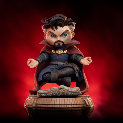 Figura de résina de Doctor Strange flutuando com livro aberto