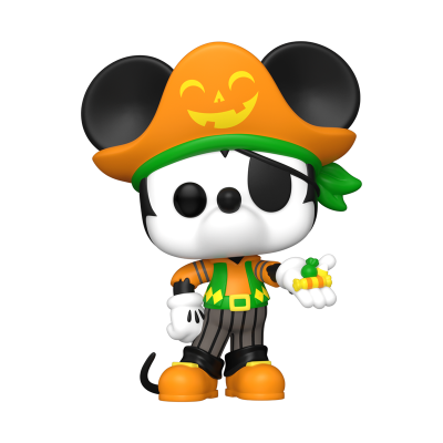 Figura de vinil colecionável de pirata com tema de Halloween segurando milho