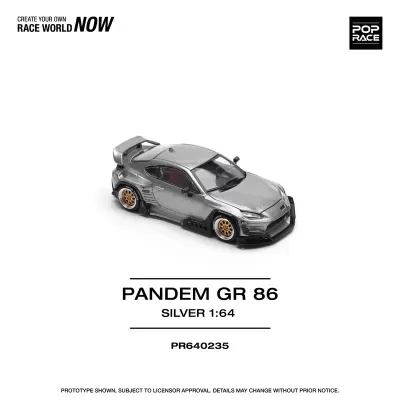 Miniatura Pandem GR 86 prata 1:64 com jantes douradas