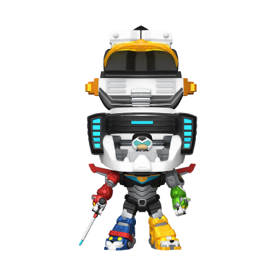 Figura de ação colecionável robô colorido com capacete e pequeno boneco no peito