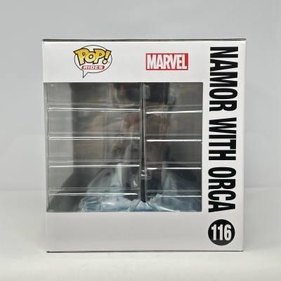 Embalagem POP! Rides Marvel Namor with Orca nº 116 com janela transparente