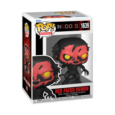 Boneco vinyl POP! personagem Red Faced Demon em caixa com fundo escuro