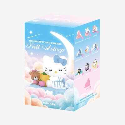 Caixa de brinquedo Hello Kitty and Friends Fall Asleep com imagens coloridas e texto