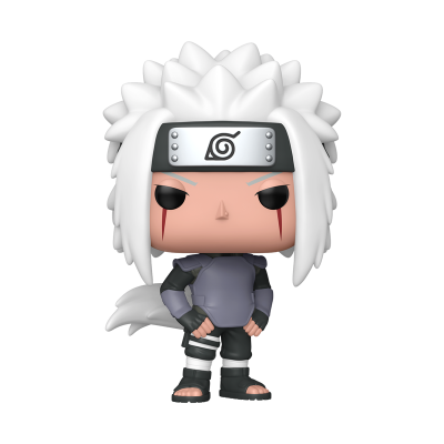Figura Funko Pop do personagem Jiraiya com cabelo branco e bandana prateada