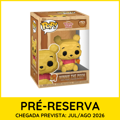 Figura Funko Pop! do Winnie the Pooh na embalagem com caixa amarela e marrom