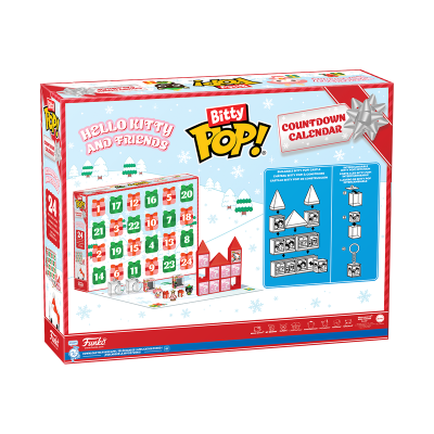 Caixa de calendário de contagem decrescente Bitty Pop! Hello Kitty and Friends com portas numeradas e peças para montar castelo