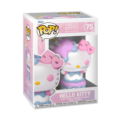 Funko Pop! Hello Kitty vinil na caixa com tema rosa e branco 50º Aniversário.