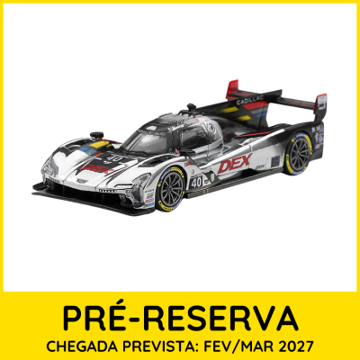 Miniatura de carro de corrida Cadillac DEX prateado e preto
