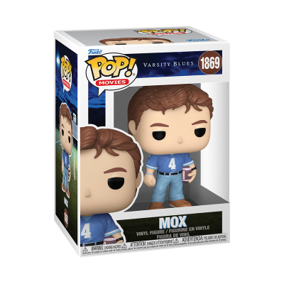 Boneco Funko Pop! Mox do filme Varsity Blues na caixa