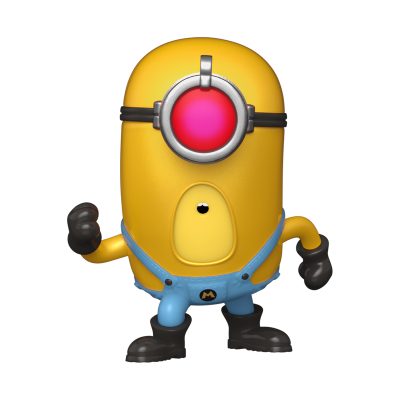 Brinquedo de Minion amarelo com olho vermelho e macacão azul