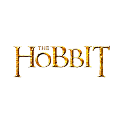 Texto THE HOBBIT em dourado sobre fundo preto