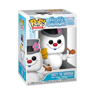 Figura em vinil Frosty the Snowman da coleção Pop! Movies na sua embalagem